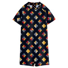 Geometric Diamond Tile Kids  Boyleg Half Suit Swimwear by tmsartbazaar