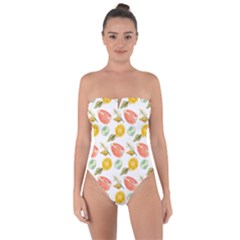 Citrus Gouache Pattern Tie Back One Piece Swimsuit by EvgeniaEsenina