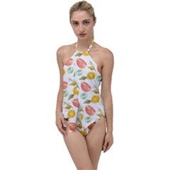 Citrus Gouache Pattern Go With The Flow One Piece Swimsuit by EvgeniaEsenina
