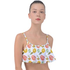 Citrus Gouache Pattern Frill Bikini Top by EvgeniaEsenina