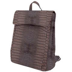 Brown Alligator Leather Skin Flap Top Backpack by LoolyElzayat