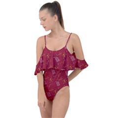 African Folk Tribal Art Drape Piece Swimsuit by tmsartbazaar