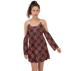 Golden Pentagram Kimono Sleeves Boho Dress by Angelandspot