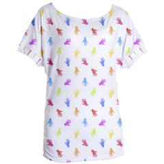 Multicolored Hands Silhouette Motif Design Women s Oversized Tee by dflcprintsclothing