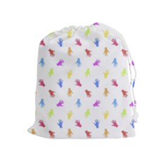 Multicolored Hands Silhouette Motif Design Drawstring Pouch (xl) by dflcprintsclothing