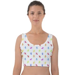 Multicolored Hands Silhouette Motif Design Velvet Crop Top by dflcprintsclothing