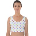 Multicolored Hands Silhouette Motif Design Velvet Crop Top View1