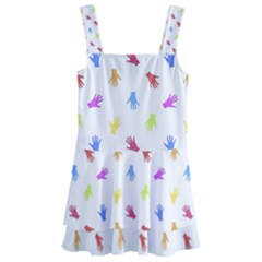 Multicolored Hands Silhouette Motif Design Kids  Layered Skirt Swimsuit by dflcprintsclothing