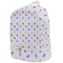 Multicolored Hands Silhouette Motif Design Zip Bottom Backpack by dflcprintsclothing