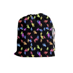 Multicolored Hands Silhouette Motif Design Drawstring Pouch (large) by dflcprintsclothing