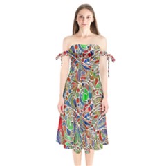 Pop Art - Spirals World 1 Shoulder Tie Bardot Midi Dress by EDDArt