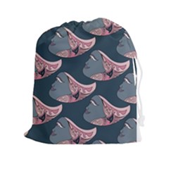Doodle Queen Fish Pattern Drawstring Pouch (2xl) by tmsartbazaar