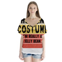 Jelly Bean V-neck Flutter Sleeve Top by unicornwithstyle