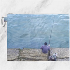 Senior Man Fishing At River, Montevideo, Uruguay001 Canvas Cosmetic Bag (xxxl) by dflcprintsclothing