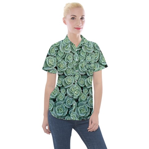 Realflowers Women s Short Sleeve Pocket Shirt by Sparkle
