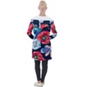 Flowers Pattern Longline Hooded Cardigan View2
