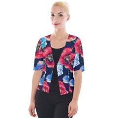 Flowers Pattern Cropped Button Cardigan by Sparkle