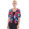 Flowers Pattern Cropped Button Cardigan View1
