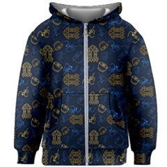 Tribal Festive Folk Pattern Kids  Zipper Hoodie Without Drawstring by tmsartbazaar