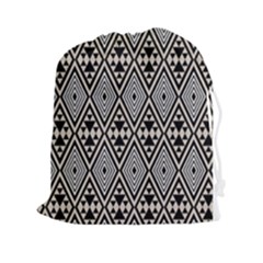 Abstract Boho Style Geometric Drawstring Pouch (2xl) by tmsartbazaar