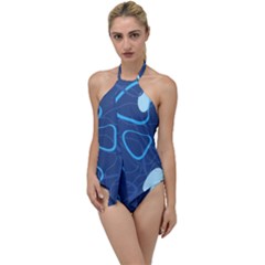 Abstract Blue Pattern Design Go With The Flow One Piece Swimsuit by brightlightarts