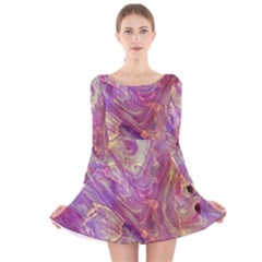 Marbling Abstract Layers Long Sleeve Velvet Skater Dress by kaleidomarblingart