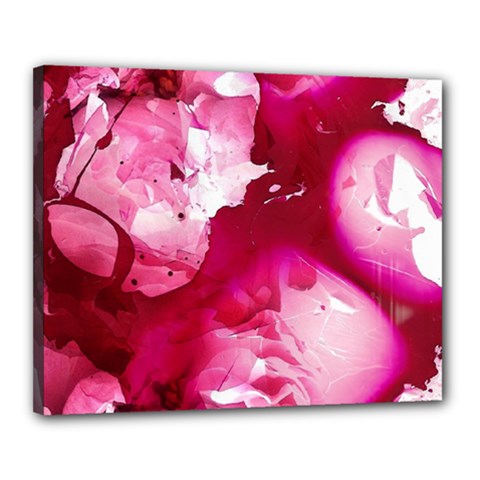 Peonie On Marbling Patterns Canvas 20  X 16  (stretched) by kaleidomarblingart