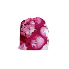 Peonie On Marbling Patterns Drawstring Pouch (small) by kaleidomarblingart