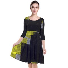 Abstract Tiles Quarter Sleeve Waist Band Dress by essentialimage