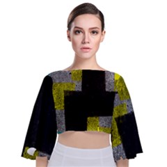 Abstract Tiles Tie Back Butterfly Sleeve Chiffon Top by essentialimage