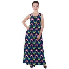 Geo Rainbow Stroke Empire Waist Velour Maxi Dress by tmsartbazaar