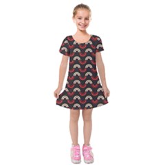 Fun Rainbow Stroke Kids  Short Sleeve Velvet Dress by tmsartbazaar