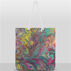 Abstract Marbling Full Print Rope Handle Tote (large) by kaleidomarblingart