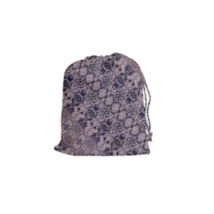 Violet Textured Mosaic Ornate Print Drawstring Pouch (small) by dflcprintsclothing