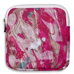 Magenta On Pink Mini Square Pouch by kaleidomarblingart