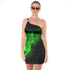 Green Smoke One Shoulder Ring Trim Bodycon Dress by pufstar