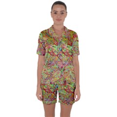 Quarantine Spring Satin Short Sleeve Pyjamas Set by arwwearableart