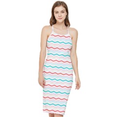 Aqua Coral Waves Bodycon Cross Back Summer Dress by CuteKingdom
