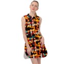 Multicolored Bubbles Print Pattern Sleeveless Shirt Dress View1