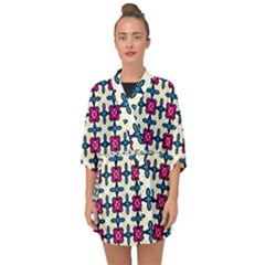 Geometric Half Sleeve Chiffon Kimono by SychEva