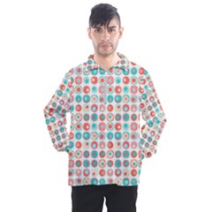 Aqua Coral Circles Men s Half Zip Pullover by CuteKingdom