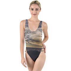 Coastal Sunset Scene At Montevideo City, Uruguay High Leg Strappy Swimsuit by dflcprintsclothing