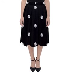 Black And White Baseball Motif Pattern Classic Midi Skirt by dflcprintsclothing