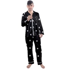 Black And White Baseball Motif Pattern Men s Long Sleeve Satin Pyjamas Set by dflcprintsclothing