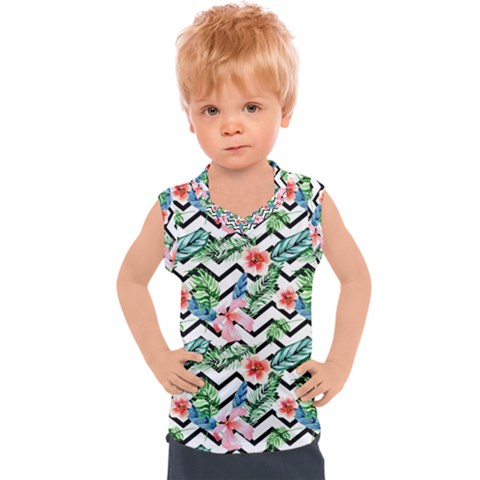 Zigzag Flowers Pattern Kids  Sport Tank Top by goljakoff