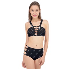 Formula One Black And White Graphic Pattern Cage Up Bikini Set by dflcprintsclothing