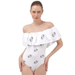 American Football Ball Motif Print Pattern Off Shoulder Velour Bodysuit  by dflcprintsclothing