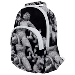 Laocoon Sculpture Over Black Rounded Multi Pocket Backpack by dflcprintsclothing