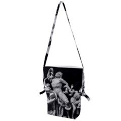 Laocoon Sculpture Over Black Folding Shoulder Bag by dflcprintsclothing