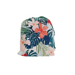 Tropical Flowers Drawstring Pouch (medium) by goljakoff